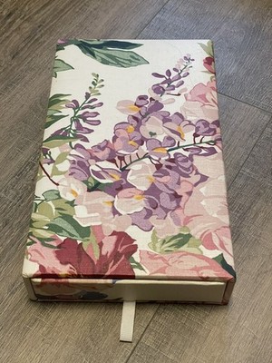 Vintage Jewelry Large Draw Box Floral Fabric Design Light Weight 11.25 x6.75 