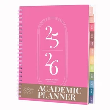 Riley's 2025-2026 Academic Planner Daily & Weekly 8x6-Inch Pink