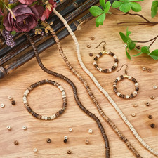 1 Box 750Pcs 6 Strands 3 Colors Flat Round Wooden Beads Coconut Bead Bulk Whi...