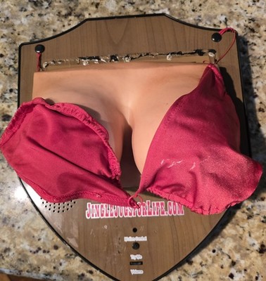 Jingle Jugs  The Trophy Rack  Sings & Moves Plaque Breast Cancer Aware Damaged 