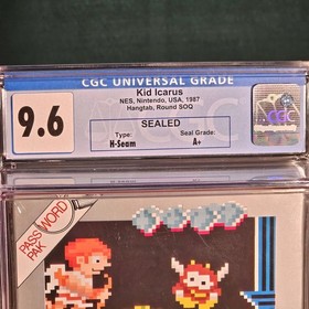 Kid Icarus CGC Graded 9.6 CIB Hangtab NES Nintendo 1987 SEALED A+ SEAL ROUND SOQ