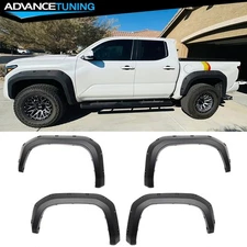 Fits 24-25 Toyota Tacoma 4PCS Pocket Style PP Fender Flares Wheel Covers Black