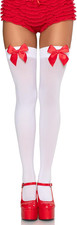 Women'S Satin Bow Accent Thigh Highs
