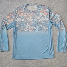 Huk Performance Fishing Shirt Mens Small Blue Lightweight Stretch Long Sleeve