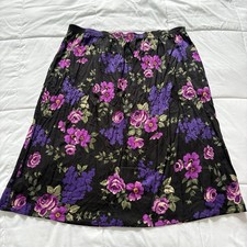 Vintage 90s Skirt Womens XL Black Floral Feminine Dainty Fairy Cottagecore Fairy