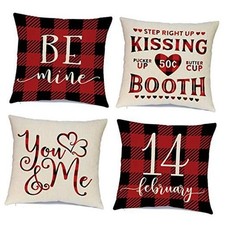 Day Pillow Covers 18x18 inch Set of 4 18" x 18" Pack of 4 Valentines