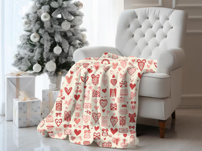 Valentine Velveteen Plush Printed Blanket Heart Romantic Gift