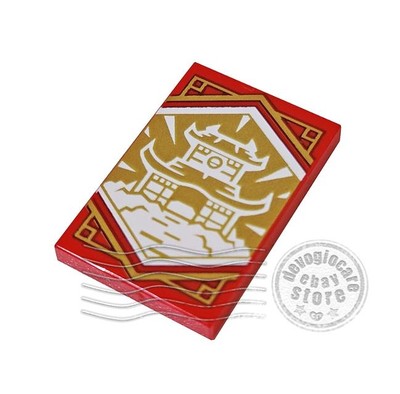 1x LEGO 26603pb220 Dekorierte Platte Ninja Dojo Temple (Ninjago Wisdom) 2x3 Rot