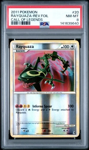 2011 POKEMON CALL OF LEGENDS #20 RAYQUAZA-REVERSE FOIL PSA 8