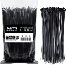 Zip Ties 8 inch Black with 50 Pounds Tensile 8 100 Pack ,