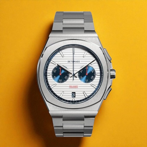 DeTomaso Voltre Chrono First Edition Weiß Blau Herrenuhr