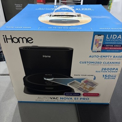 iHome  auto vac Nova S1 Pro Self Empty Robot Vacuum, Black
