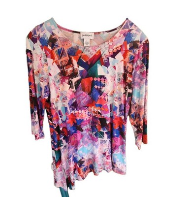 Playful Peck & Peck Ladies Top XL Colorful 3/4 Sleeves