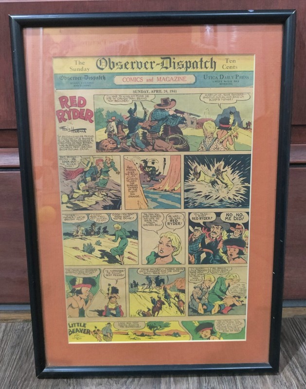 Red Ryder - Death of Red Ryder - Daily Observer - 4/20/1941 - Framed Sun Comic