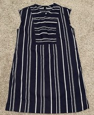 J. CREW - WOMEN'S SZ SMALL P NAVY BUTTON AT NECK KEYHOLE CAP SLEEVE CASUAL DRESS