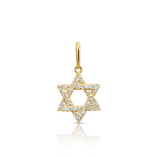 14K Real Solid Yellow Gold Dainty Star of David CZ Pendant Charm Necklace 18 in - Picture 10 of 13