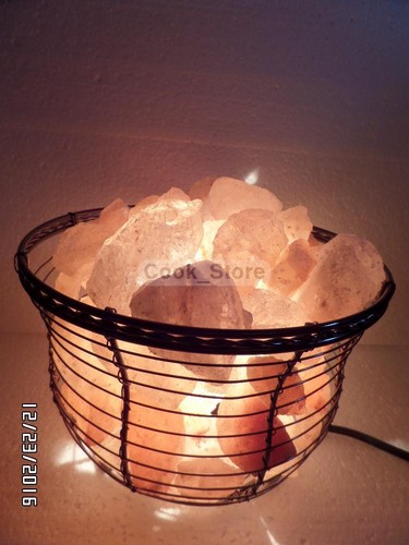 Himalayan Ionic Crystal Natural Salt Basket Lamp Natural Air Purifier Home - Picture 6 of 11