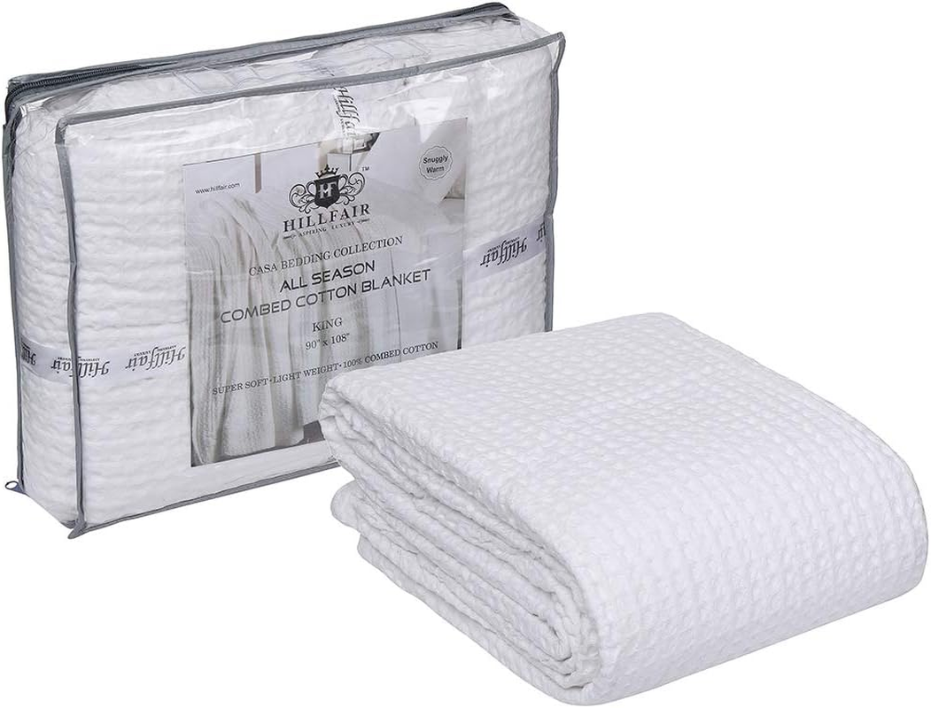 100% Combed Cotton Blanket– King Size Bed Blankets– Warm Soft All Season Breatha