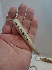Hand Carved Whitetail Antler Deer Slayer Keychain Shed carving Folk Art elk