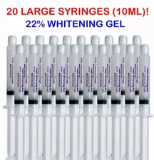 20 SYRINGES 10 ML 22% TEETH WHITENING DENTAL WHITENER GEL 20 pcs  200cc=800_apps