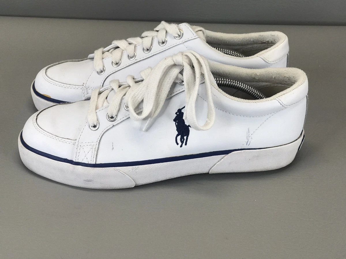 Polo Ralph Lauren Low Top Shoes Leather Upper White Lace Up 00001629 Size 8d