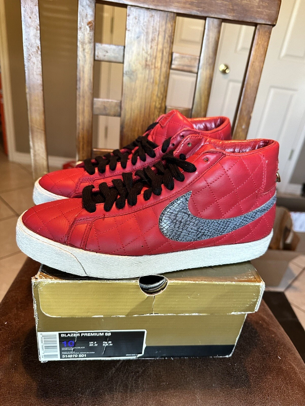 Taille 9,5   Nike Supreme x Blazer SB rouge universitaire