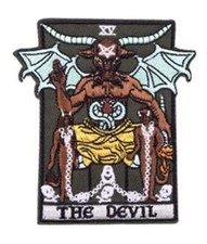 The Devil Hell Throne Pentagram Horns Demon Baphomet XV Tarot Card Iron On Patch