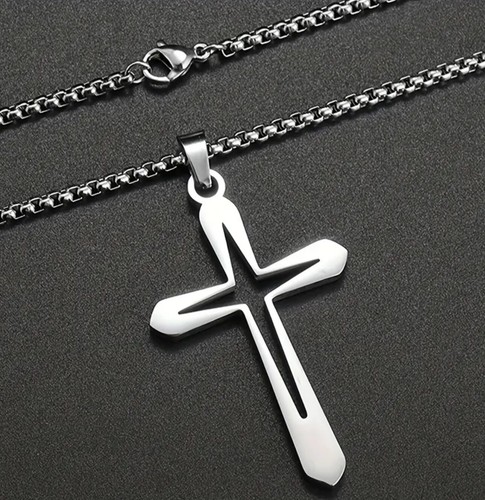 Collana uomo con croce rosario in acciaio inox da uomo - Idea Regalo - Foto 2 di 2