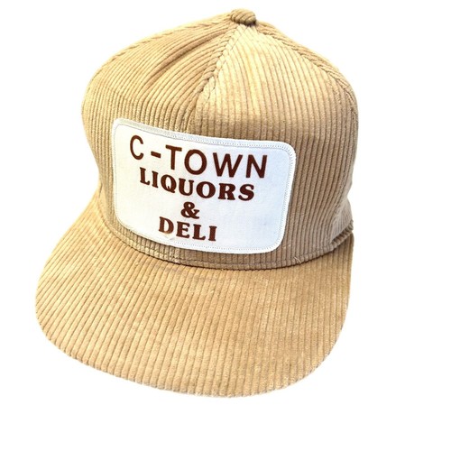 Vtg 70 80's CORDUROY Trucker Hat C-TOWN LIQUORS DELI Snapback RARE Baseball Cap - Picture 10 of 10
