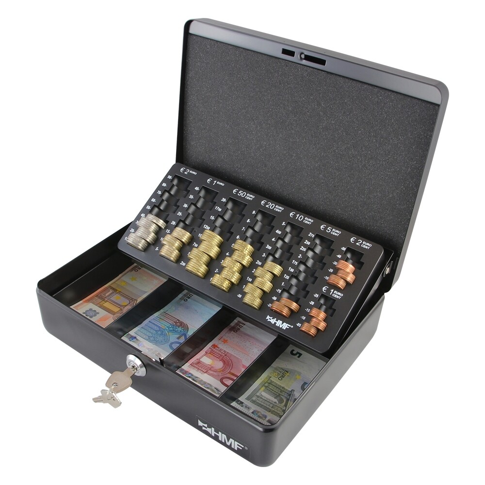 Elegant Geldkassette aus Stahl, Kleine Geldkassette Kleiner Safe, Geldkassette abschließbar mit Schlüssel, Geldbox Abschließbare Kasse mit Einwurfschlitz, Tresor, Trinkgeldkasse (Silber