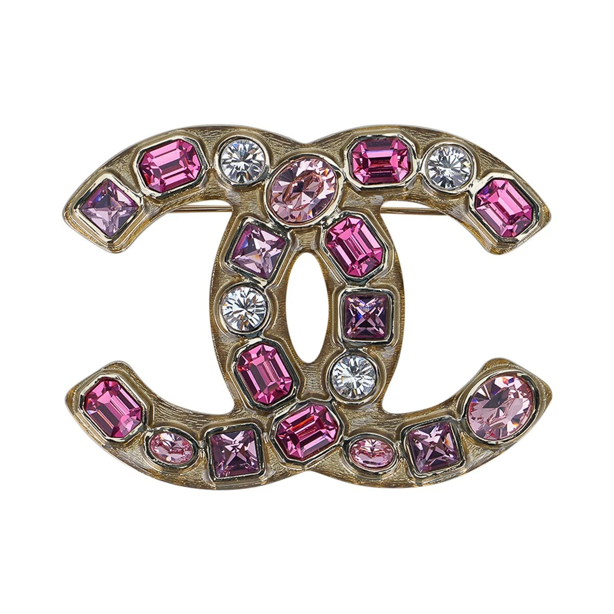 Chanel CC Brooch Pink / Lavender / Clear Diamantes