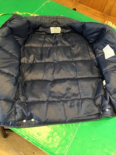 Vintage 70s Ski Levis Denim Puffer Vest sz S Orange Tag Down Filled Retro - Picture 11 of 15