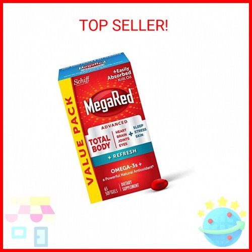 Omega-3 Blend Total Body + Refresh 500mg Softgels, MegaRed (65 count in a bottle