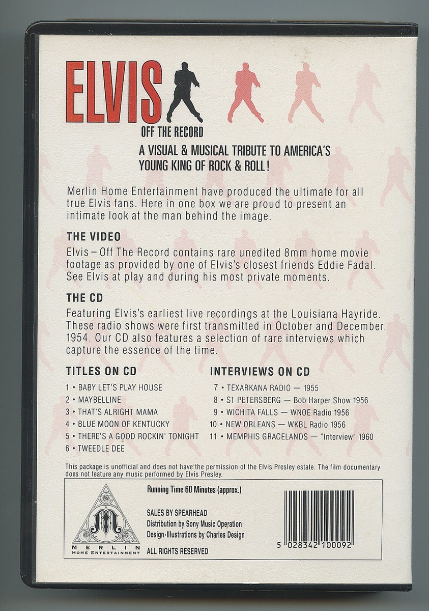 Rare Elvis Presley VHS Tape and CD - ELVIS Off The Record - Import