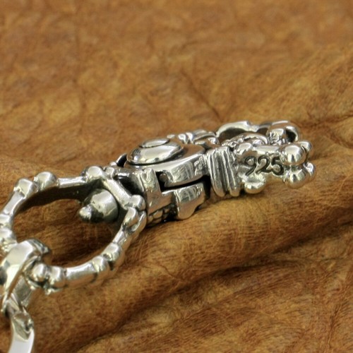 Skull 925 Sterling Silver KeyRing Mens Biker Keychain DIY Accessories TA200B - Picture 11 of 15