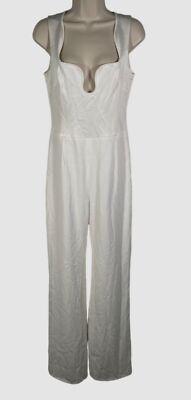 $1895 Galvan London Women's White Barcelona Sleeveless Flared Jumpsuit Size 