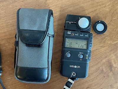 Minolta Flash Meter IV Light Meter in original case w spherical + Reflected Dome