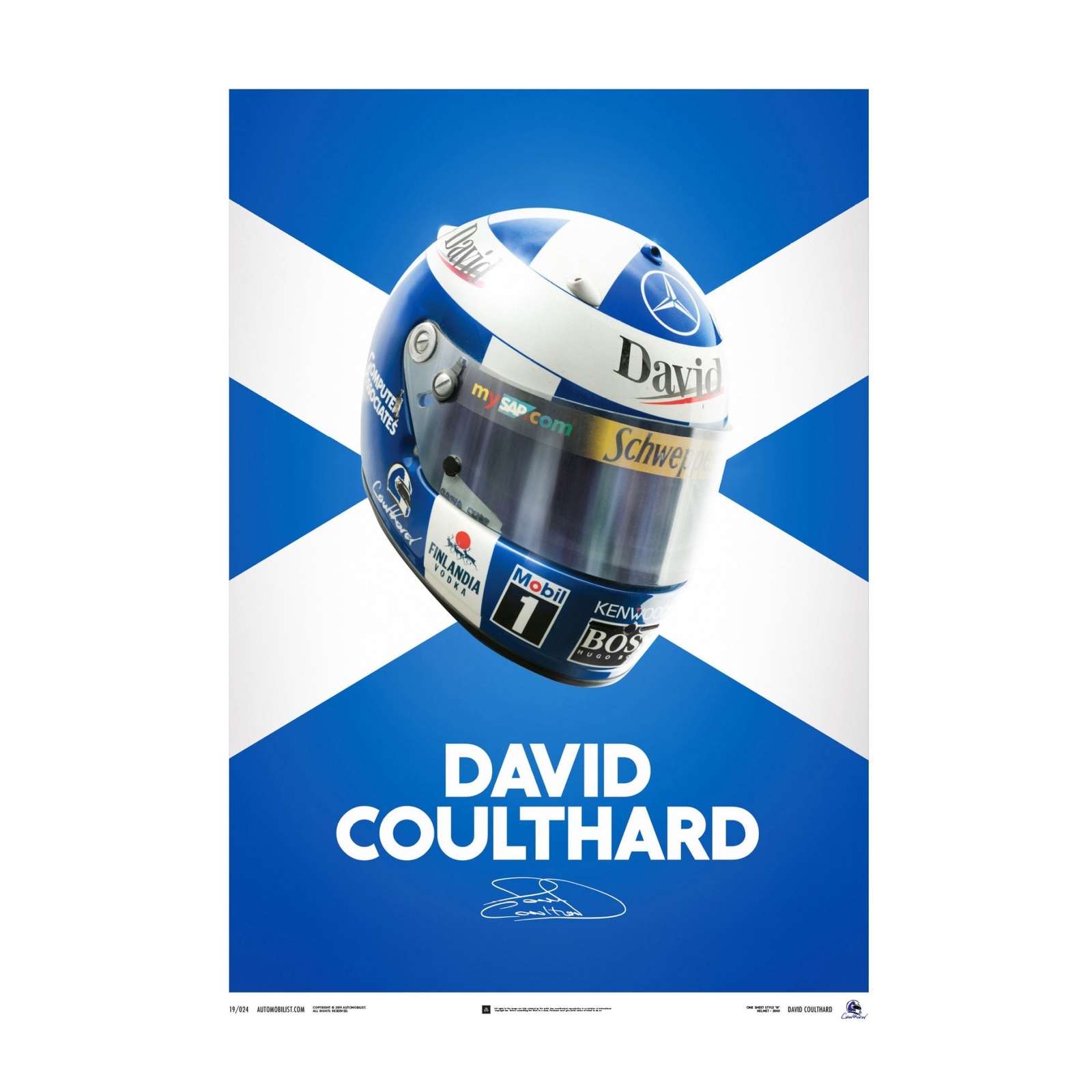 Automobilist Poster David Coulthard F1 Helmet 2000 50 x 70 cm