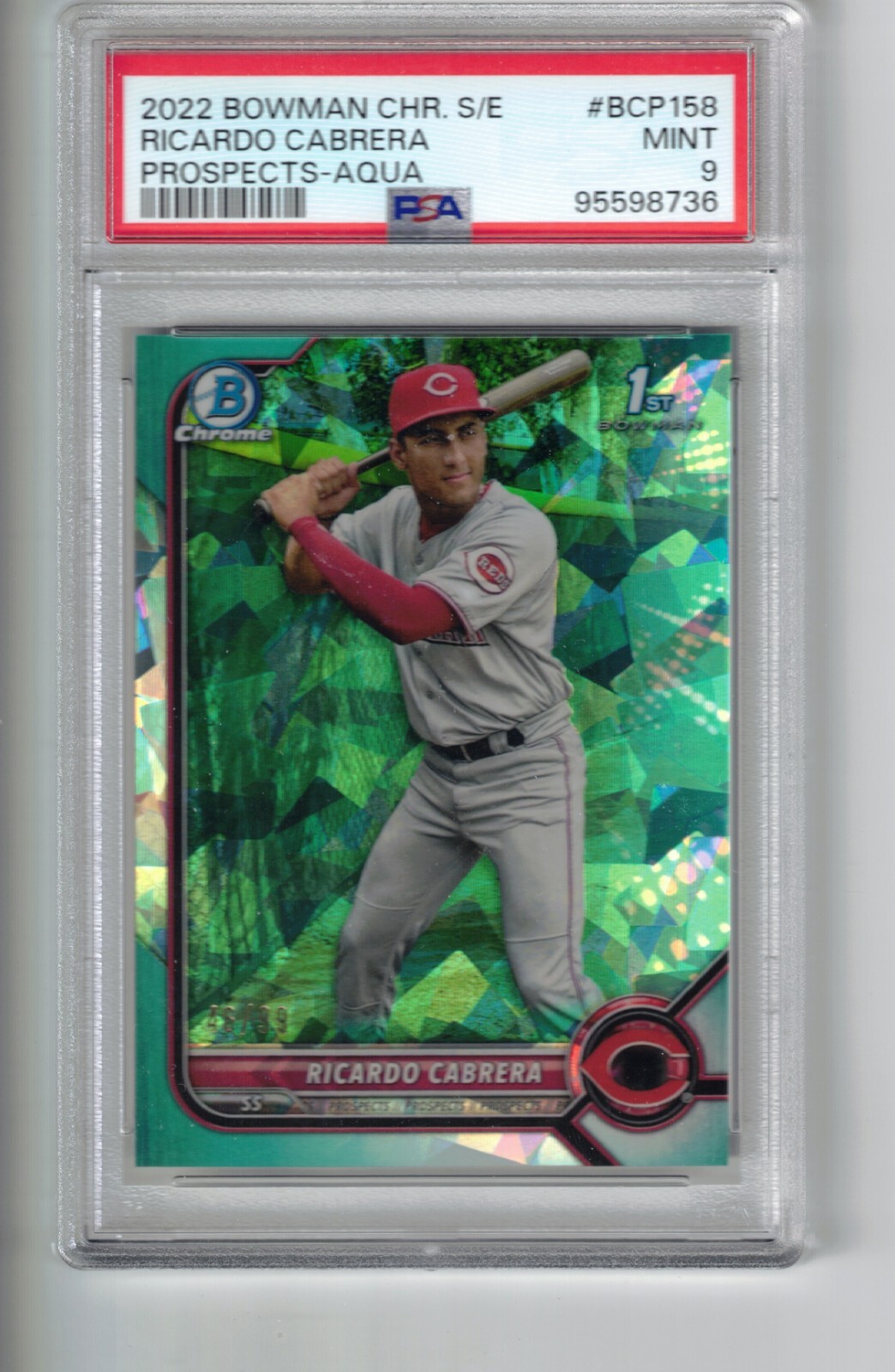 Ricardo Cabrera Chrome Prospect Aqua /99 2022 Bowman Chrome Sapphire #BCP158