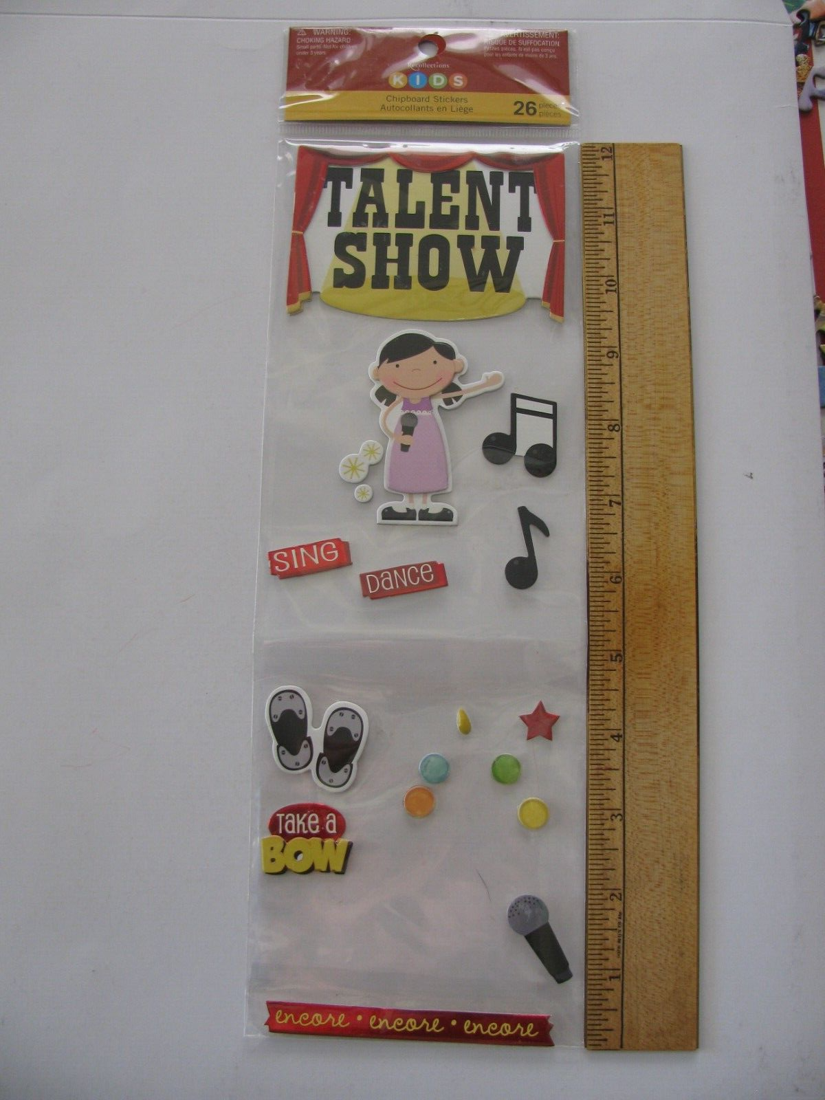 Recollections Chipboard Stickers TALENT SHOW Sing Dance Music Notes ...