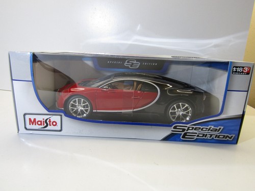 Maisto Diecast 1:18 Scale Model Bugatti Chiron Red/Black - Picture 2 of 14