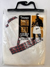 Vintage Mens Jockey Bath Kilt, Towel Wrap W/Scuffs, Red Tartan NOS