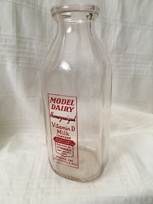Quart Milk Bottle Model Dairy Dairy Clintonville Wisconsin 1947 Alumni Research