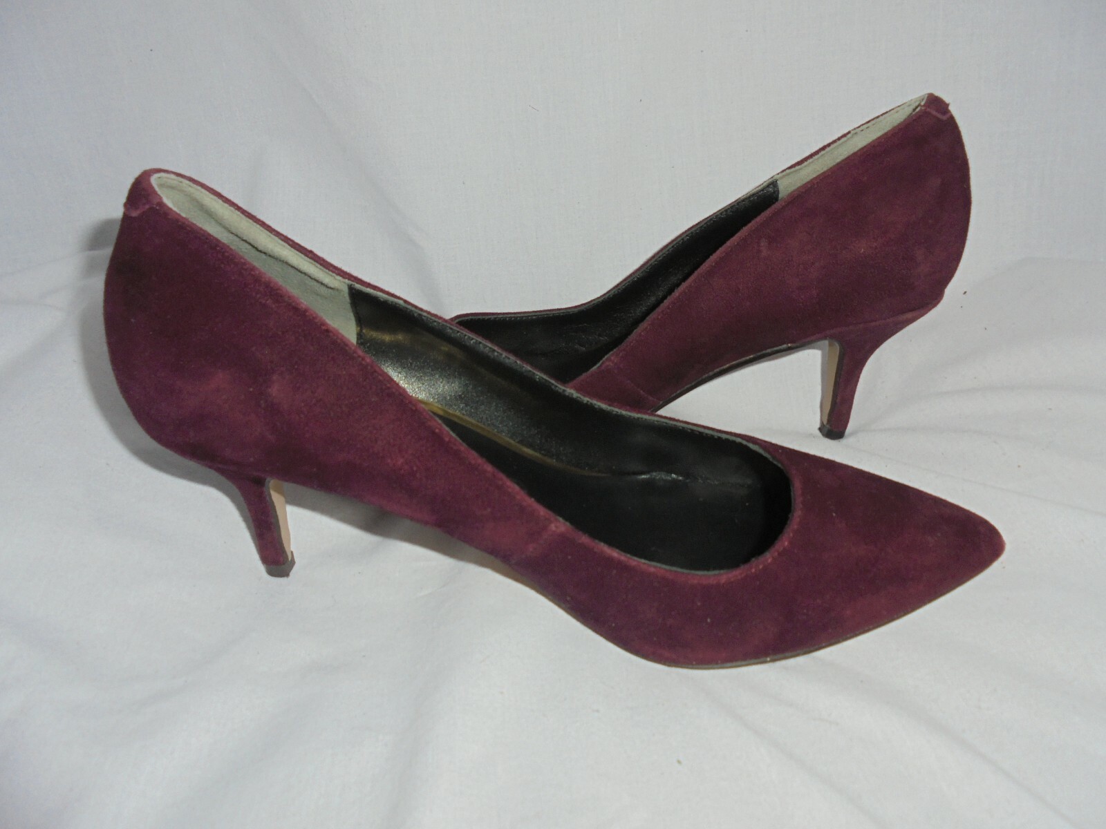 REISS  WOMEN BURGUNDY LEATHER SLIP ON HEEL SHOE SIZE UK 3 EU 36 VGC RRP £132.00 image 3