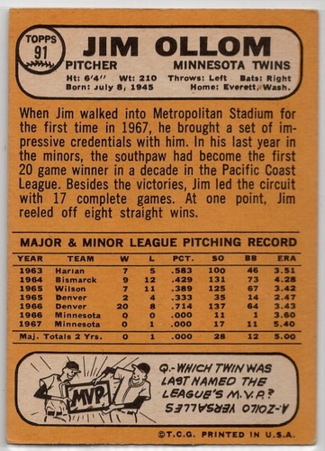 1968 Topps Baseball (1-300) Set Break EX - EX-MT U-Pick from Drop Down List - Picture 116 of 448