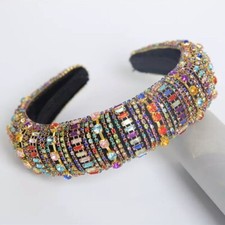 Women's Baroque Crystal Full Bead Headband Padded Headbands Hair Accessories