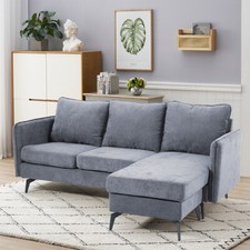 Large 3 Seater Sofa Modern L-Shaped Corner Sofa Bed w Cushion Fabric Padded Seat