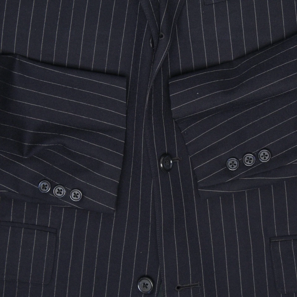 Calça jaqueta de lã listra branca azul marinho terno masculino J Press Presstige 42L 32x33  - Imagem 4 de 4