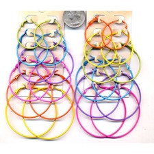 Earrings Set 6Pc Assorted Color Pierced Metal Hoop Costume Earring Set