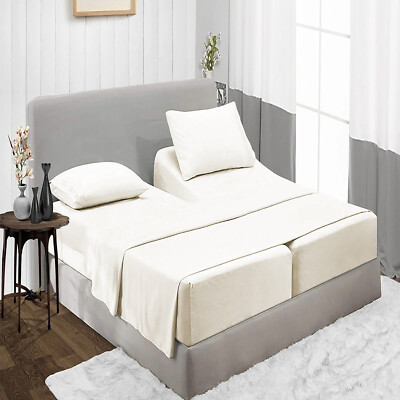 1200 THREAD COUNT EGYPTIAN COTTON 5 PCs SPLIT SHEET SET SOLID COLORS US SIZES